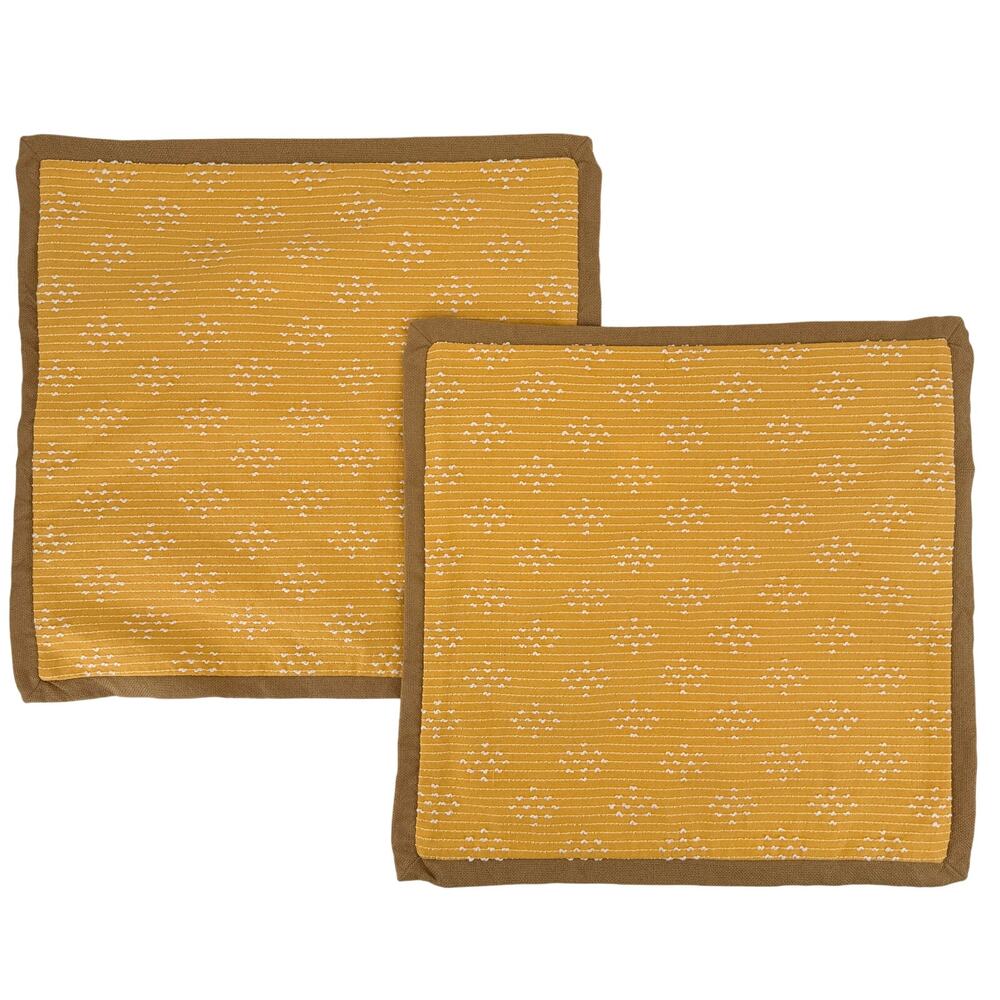 Loloi Set of 2 20x20 Yellow Tan Textured Pillow Shams Covers Boho